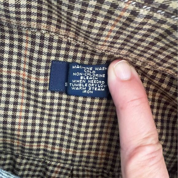 Brooks Brothers 346 Mens Shirt Wool Blend Button Down Gingham Tan/Black Size XXL - Picture 6 of 10